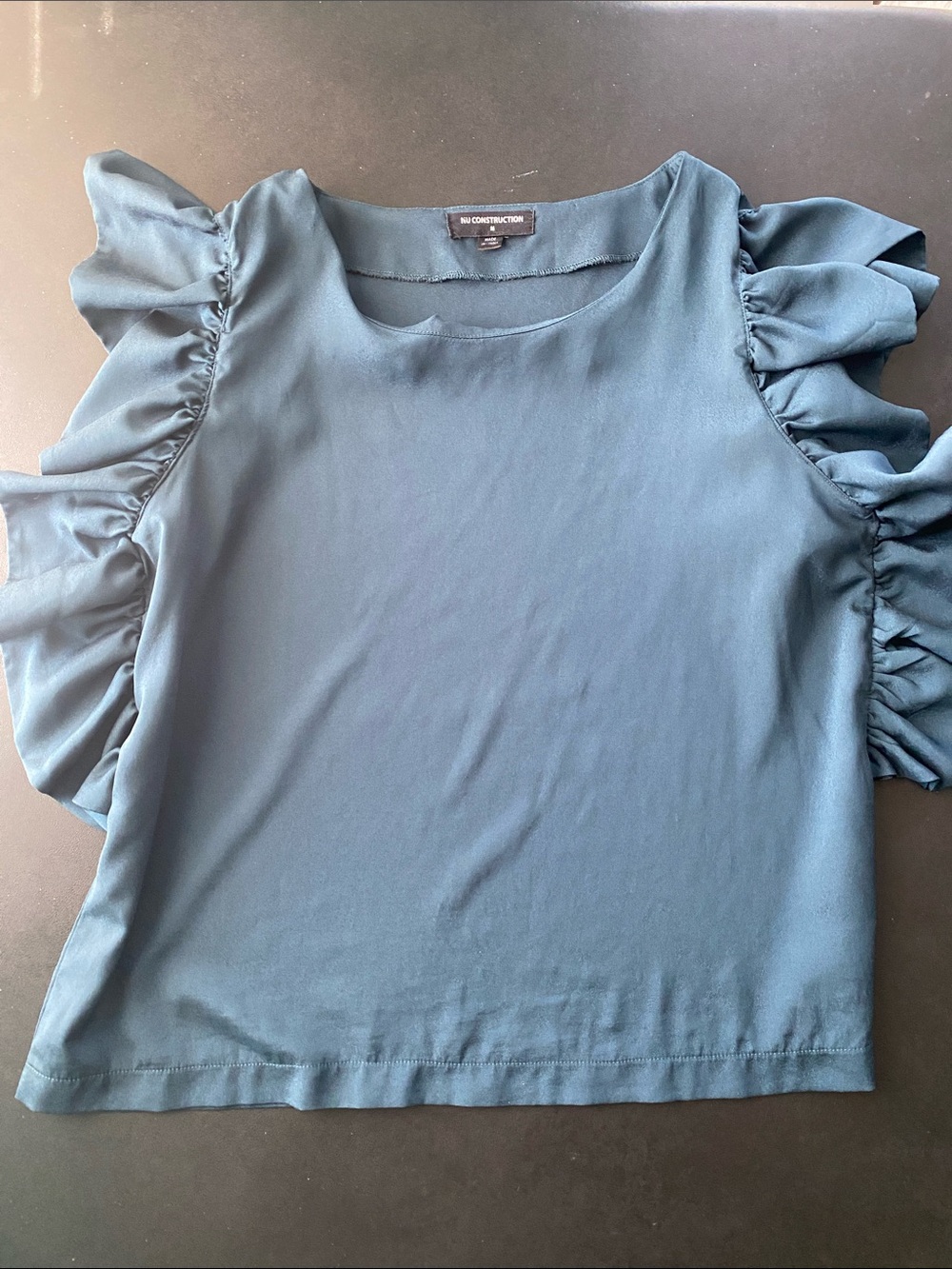 Teal Ruffle-Sleeve Blouse